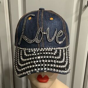 Glam Denim Love Cap with Studs